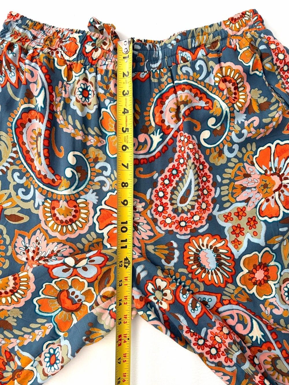 CeCe Pants Floral Paisley Wide Leg Women’s Blue Boho Drawstring Relaxed Medium - Picture 7 of 11